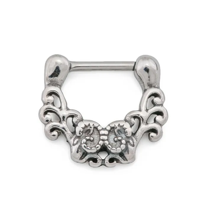 Male Sex Toys Painful Pleasures 16g Antique Filigree Steel Septum Clicker