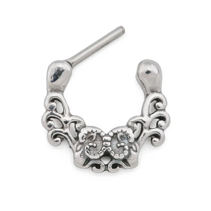 Male Sex Toys Painful Pleasures 16g Antique Filigree Steel Septum Clicker