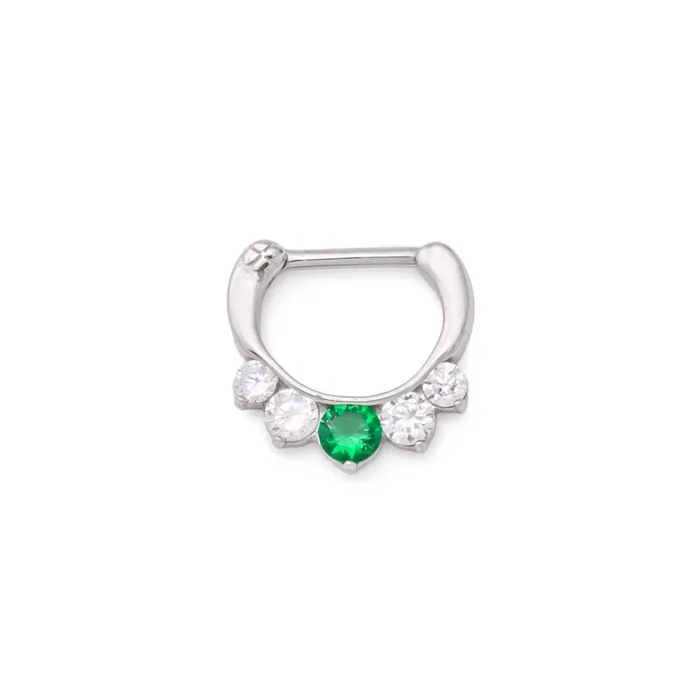 Male Sex Toys Painful Pleasures 16g Steel Septum Clicker with Crystals and Colored Jewel Price Per 1