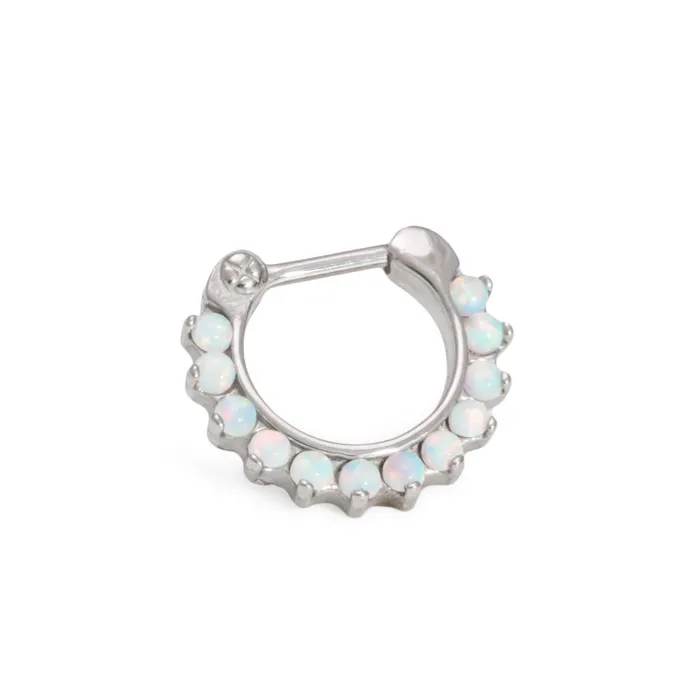 Male Sex Toys Painful Pleasures 16g Steel Septum Clicker with Opals