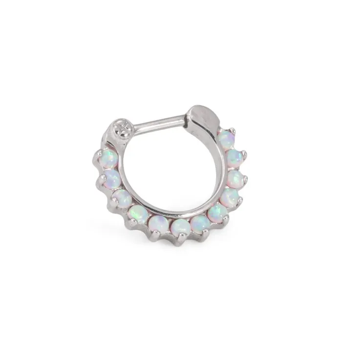 Male Sex Toys Painful Pleasures 16g Steel Septum Clicker with Opals