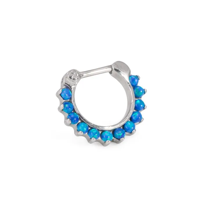 Male Sex Toys Painful Pleasures 16g Steel Septum Clicker with Opals
