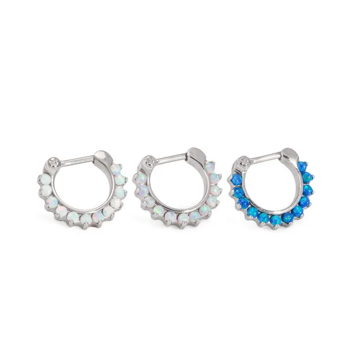 Male Sex Toys Painful Pleasures 16g Steel Septum Clicker with Opals