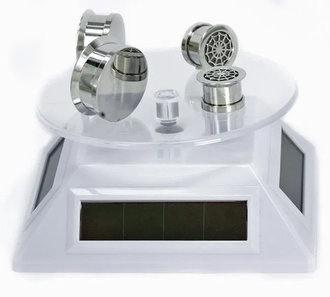 Male Sex Toys Painful Pleasures Solar Powered White Small Spinning Display Turntable
