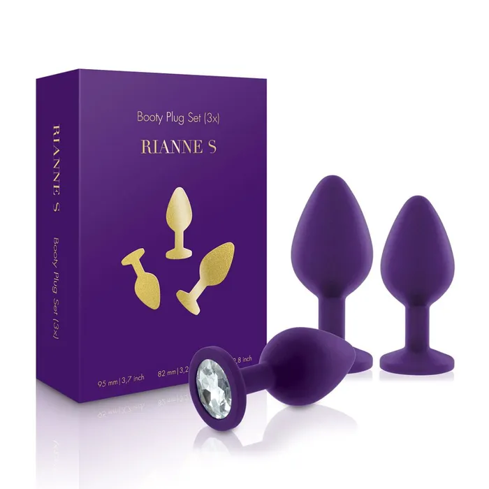 Male Sex Toys Rianne S Rianne S 3 Piece Silicone Booty Plug with Gem Set Purple