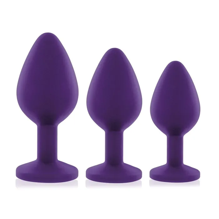 Male Sex Toys Rianne S Rianne S 3 Piece Silicone Booty Plug with Gem Set Purple