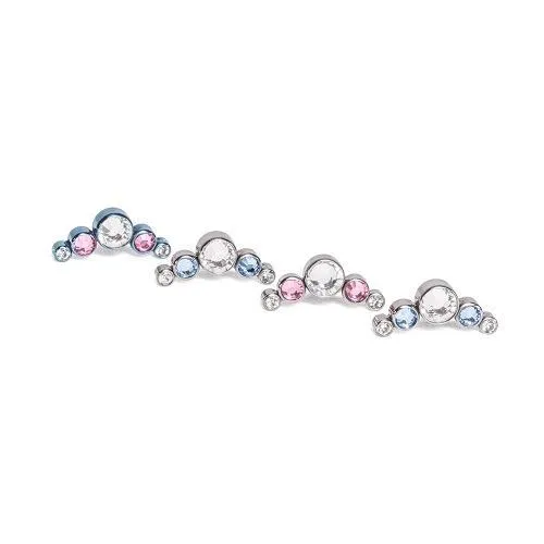 Male Sex Toys Tilum Tilum 18g16g Internally Threaded Crescent Jewel Cluster Top with 4mm Crystal Price Per 1