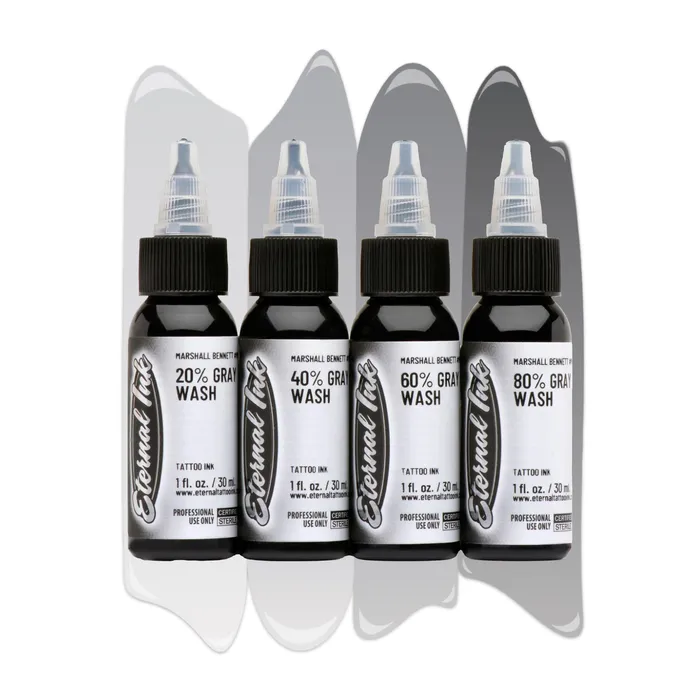 Marshall Bennett Gray Wash Set of 4 Pick Size Eternal Tattoo Ink Eternal Anal