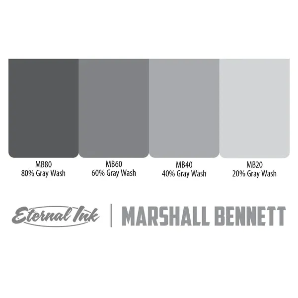 Marshall Bennett Gray Wash Set of 4 Pick Size Eternal Tattoo Ink Eternal Anal