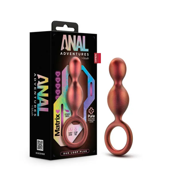 Matrix First Time Soft Silicone Duo Anal Beads with Finger Loop Blush Female Sex Toys