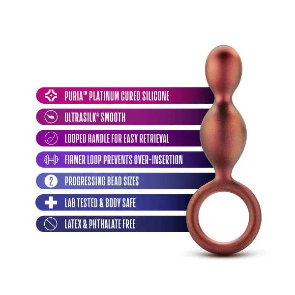 Matrix First Time Soft Silicone Duo Anal Beads with Finger Loop Blush Female Sex Toys