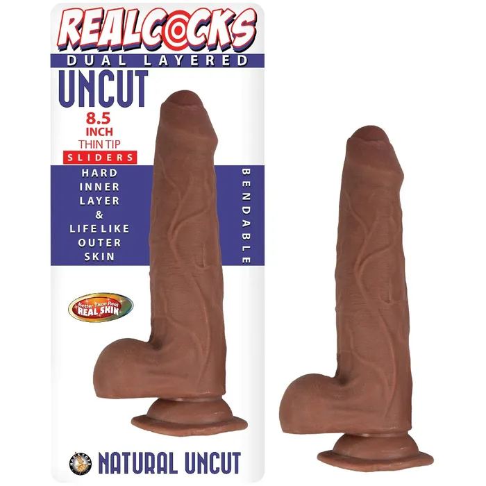 Nasstoys Realcocks Uncut 85 Slider Dildo with Thin Tip Sliding Skin Chocolate Female Sex Toys