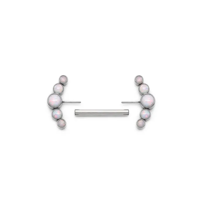 Nipple Clitoral Toys Tilum Tilum 14g 916 White Opal Arrow Titanium Threadless Nipple Barbell