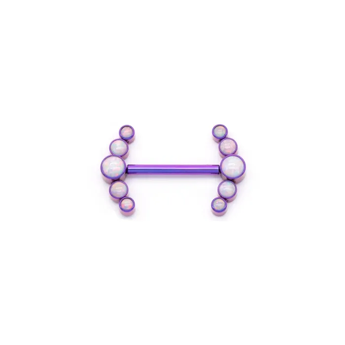 Nipple Clitoral Toys Tilum Tilum 14g 916 White Opal Arrow Titanium Threadless Nipple Barbell