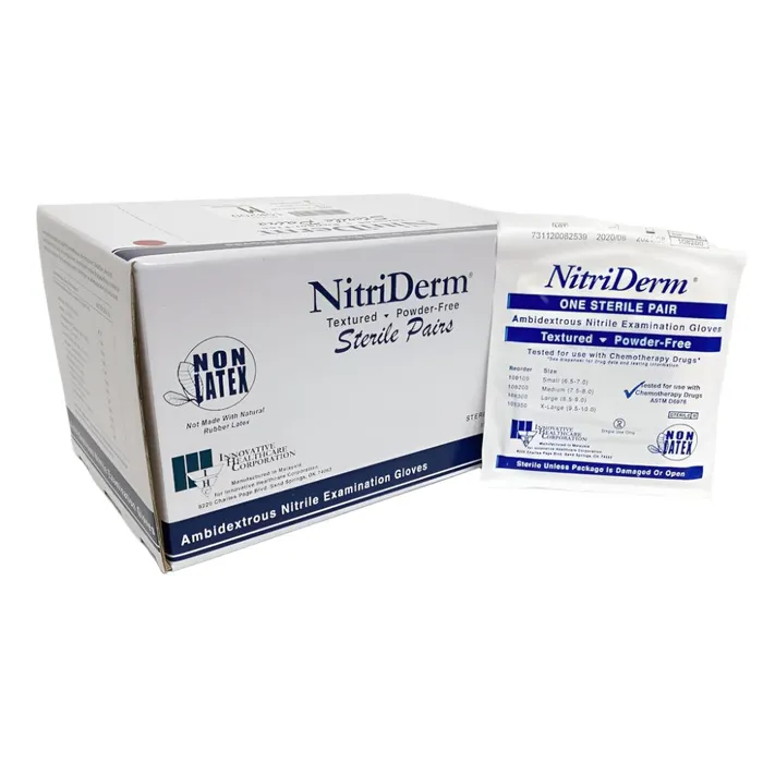 NitriDerm Sterile Disposable Nitrile Gloves Box of 50 Pairs NitriDerm Anal NitriDerm Sterile Disposable Nitrile Gloves Box of 50 Pairs NitriDerm Anal