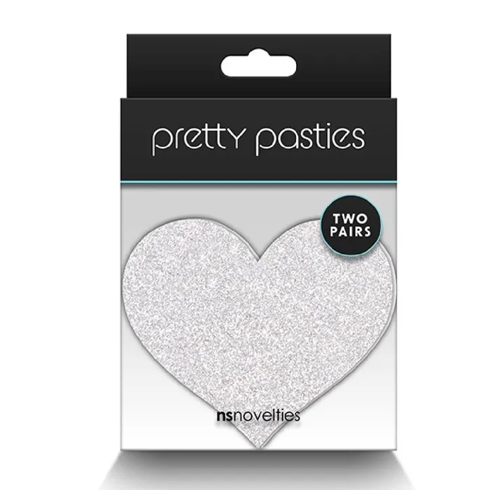 NS Novelties Anal Pretty Pasties Silver and Red Glitter Hearts Set of 2
