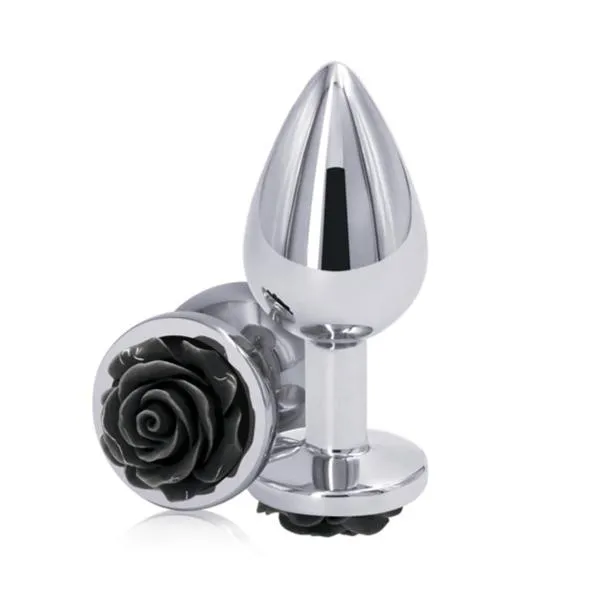 NS Novelties Anal Rear Assets Black Rose Metal Anal Plug Medium