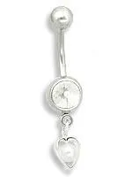 Painful Pleasures 14g 716 Crystal Jewel with Trapped Pearllike Heart Navel Ring Male Sex Toys Painful Pleasures 14g 716 Crystal Jewel with Trapped Pearllike Heart Navel Ring Male Sex Toys