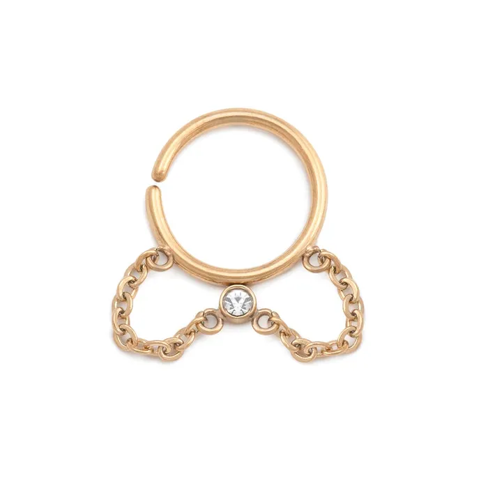 Painful Pleasures 16g BezelSet Crystal Dangle PVD Gold Bendable Septum Ring Price Per 1 Anal Painful Pleasures 16g BezelSet Crystal Dangle PVD Gold Bendable Septum Ring Price Per 1 Anal