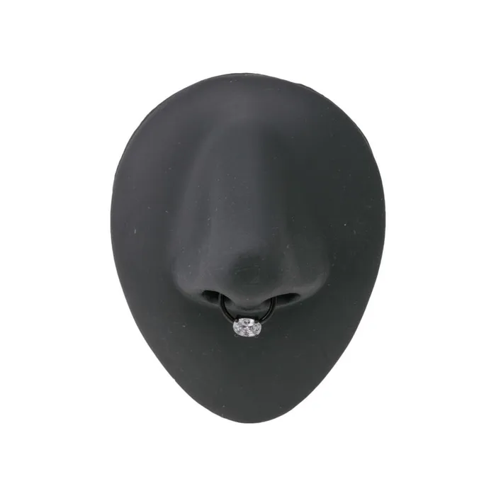 Painful Pleasures Anal 16g Black PVD Steel Septum Clicker with OvalShaped Crystal Price Per 1