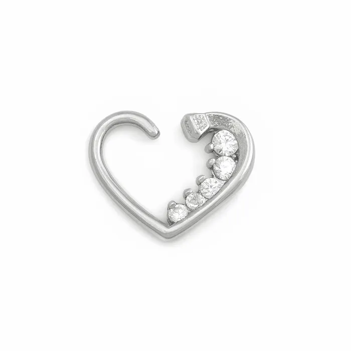 Painful Pleasures Anal 16g Descending Crystal Jewels Heart Ear Jewelry Price Per 2