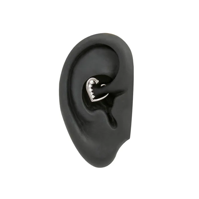 Painful Pleasures Anal 16g Descending Crystal Jewels Heart Ear Jewelry Price Per 2