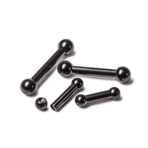 Painful Pleasures Anal 6g Black PVD Coated Steel Internal Straight Barbell 12 to 1