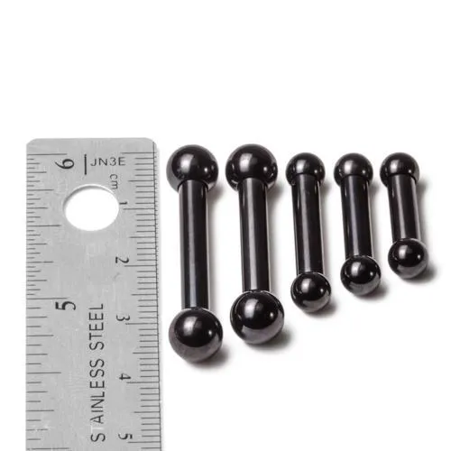Painful Pleasures Anal 6g Black PVD Coated Steel Internal Straight Barbell 12 to 1