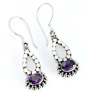 Painful Pleasures Anal Bali Teary Indonesian Style Sterling Silver Earrings French Hook