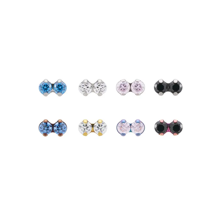Painful Pleasures Dildos Tilum 14kt Titanium Double Jewel Threadless Top Price Per 1
