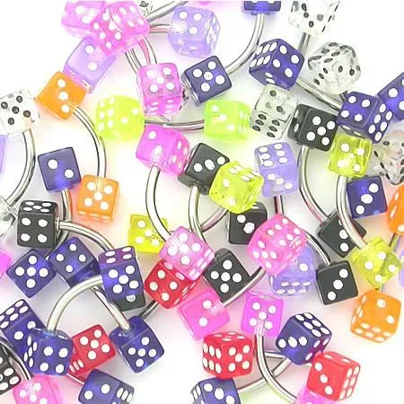 Painful Pleasures Female Sex Toys 14g 716 Bent Barbell with Double Dice Ends Price Per 10