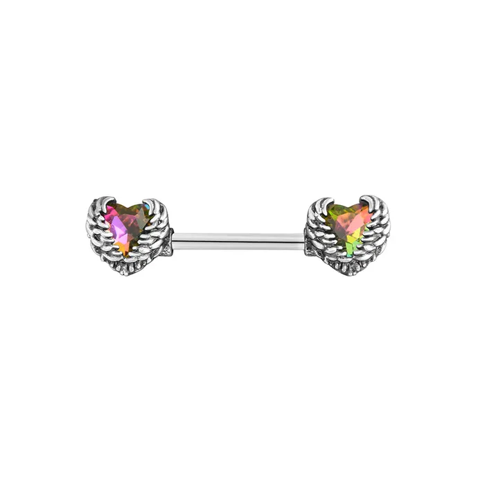 Painful Pleasures Female Sex Toys 14g 916 Seraph Wing Heart Steel Nipple Barbell Price Per 1