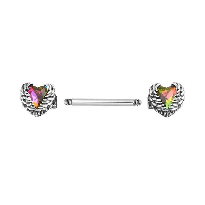 Painful Pleasures Female Sex Toys 14g 916 Seraph Wing Heart Steel Nipple Barbell Price Per 1
