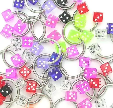 Painful Pleasures Female Sex Toys 14g Dice Circular Barbell Price Per 10
