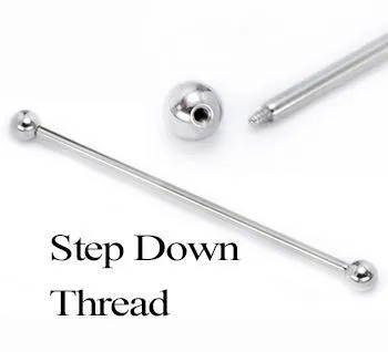 Painful Pleasures Female Sex Toys 16g EZ Piercing Straight Barbell StepDown Barbell