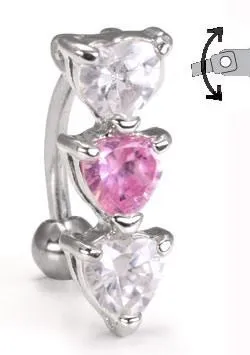Painful Pleasures Male Sex Toys 14g 716 Triple Heart Hinged Belly Button Ring Painful Pleasures Male Sex Toys 14g 716 Triple Heart Hinged Belly Button Ring