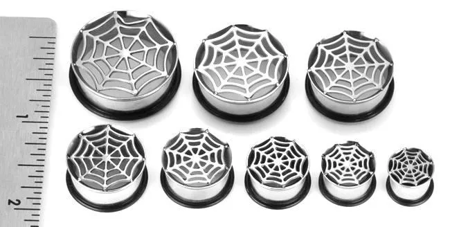 Painful Pleasures Male Sex Toys Single Flare Impression SPIDERS WEB Super High Polish Steel Ear Jewelry 00g 1 Price Per 1