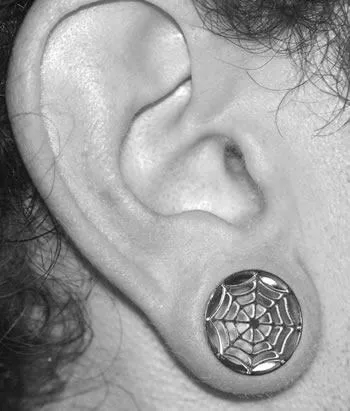 Painful Pleasures Male Sex Toys Single Flare Impression SPIDERS WEB Super High Polish Steel Ear Jewelry 00g 1 Price Per 1