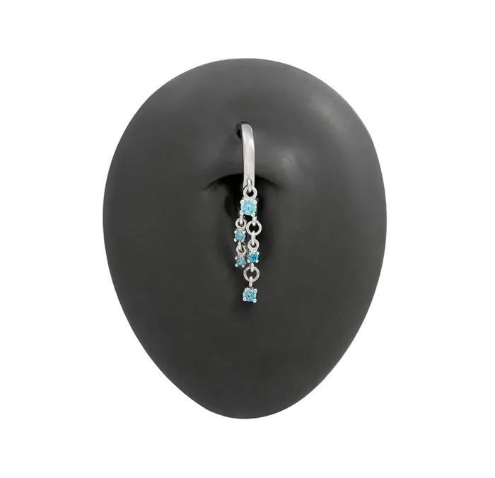 Painful Pleasures Vibrators 14g 38 Dangling Blue Crystals Clicker Ring Price Per 1