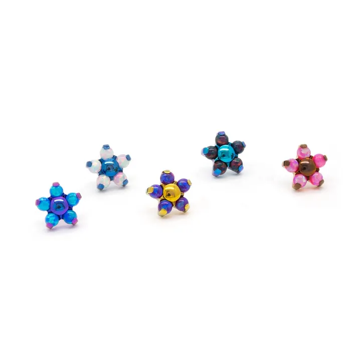 Painful Pleasures Vibrators Titanium Opal Flower Threadless Top Price Per 1