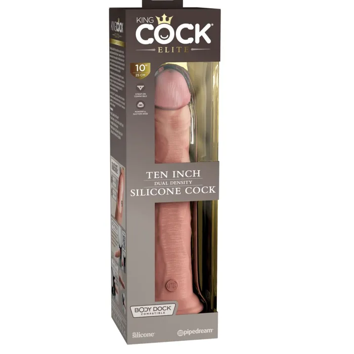Pipedream Products Dildos King Cock Elite 10 Silicone Dual Density Dildo Vanilla
