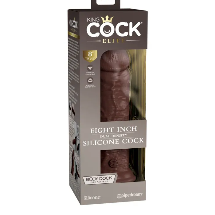Pipedream Products Dildos King Cock Elite 8 Silicone Dual Density Dildo Chocolate