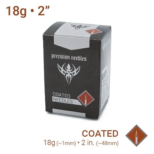 Precision Needles Anal 18g Sterilized 2 Coated Piercing Needles Box of 100