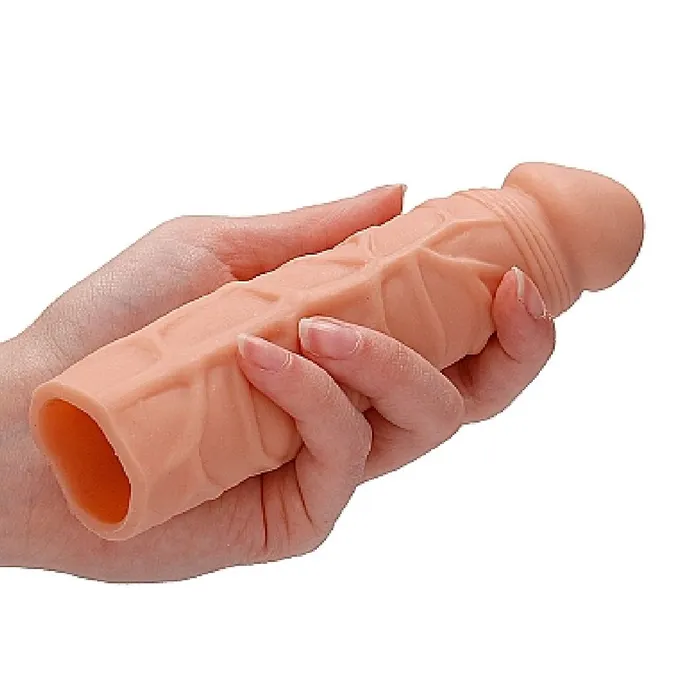 Realrock 7 Inch Penis Extender Sleeve Vanilla Shots Male Sex Toys