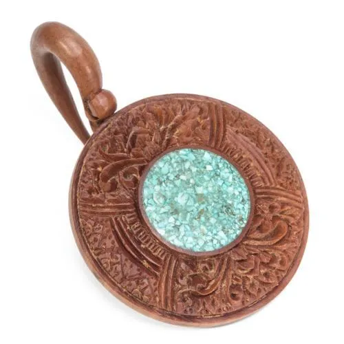 Saba Wood Window of Life Hanger with Crushed Turquoise 3mm 12mm Price Per 1 Elementals Organics Male Sex Toys