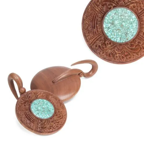 Saba Wood Window of Life Hanger with Crushed Turquoise 3mm 12mm Price Per 1 Elementals Organics Male Sex Toys