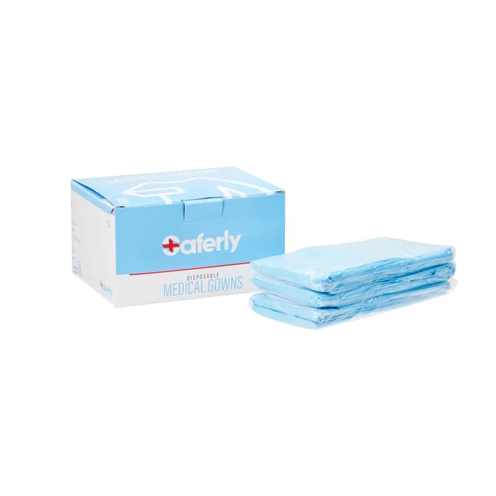 Saferly Saferly Disposable Blue Medical Gowns Box of 10 Vibrators