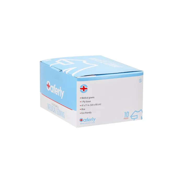 Saferly Saferly Disposable Blue Medical Gowns Box of 10 Vibrators