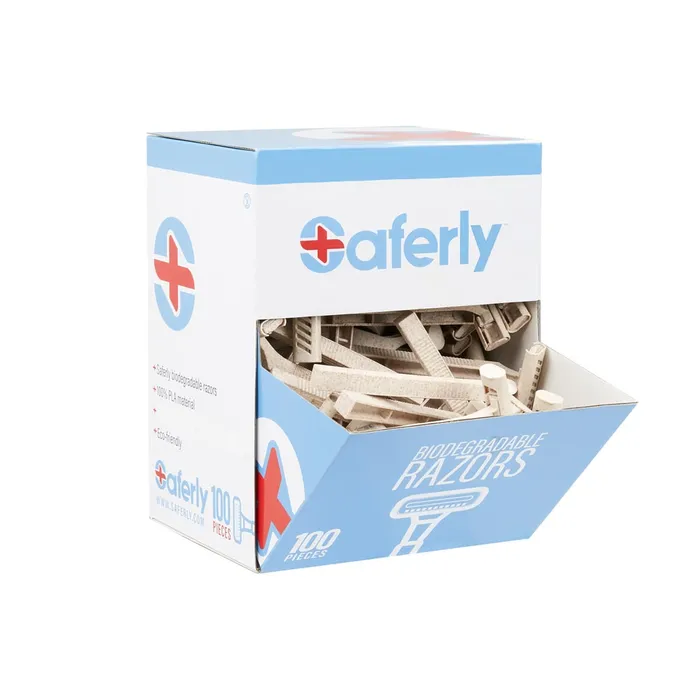 Saferly Stainless Steel Biodegradable Skin Prep Razors Box of 100 Saferly Dildos