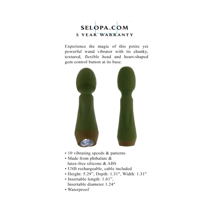 Selopa Heartfelt Rechargeable Vibrating Mini Wand Silicone Green Selopa Female Sex Toys